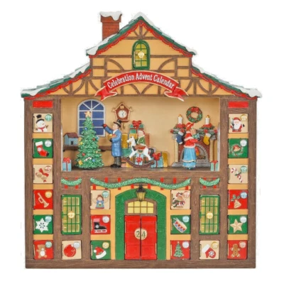 Holiday Living 2021 Christmas LED Animated Advent Calendar Plays Eight Songs New - Image 1 of 4