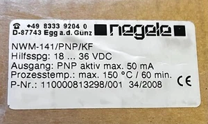 negele NWM-141/PNP Füllstandssensor | Hilfsspg: 18...36 VDC #085 - Bild 1 von 4