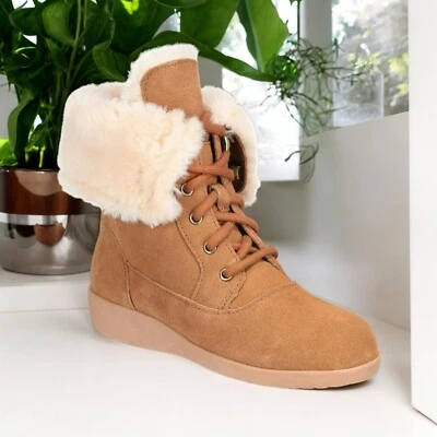 Style & Co 女式栗色 Aubreyy 绒面革踝靴冬季雪地靴 10M 码全新带盒 — 第 1/3 张图片