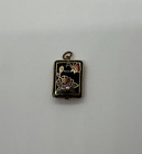 Vtg Miniature Flowers And Butterfly 2 Sided Puffy Cloisonne Pendant/Charm  3/4"