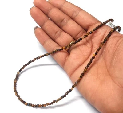 Hermosos collares de mujer con cuentas redondas facetadas de piedras preciosas ojo de tigre 18"" Foto 1 de 4