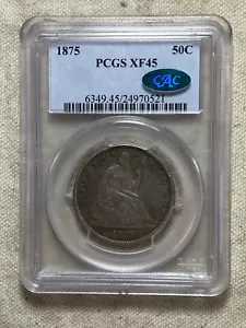 1875 Liberty Seated Half Dollar PCGS XF45 CAC Approved Crusty Original Surfaces - Picture 1 of 8