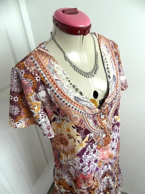 VINE APPAREL White Peach DRESS Size Aus 10 Embellished Floral Mini Resortwear - image 1 of 4