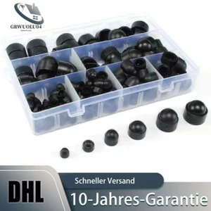145PCS Schutzkappe für Schraube M4-M12 Abdeckkappen Sechskant Hutmuttern Schwarz - Bild 1 von 5
