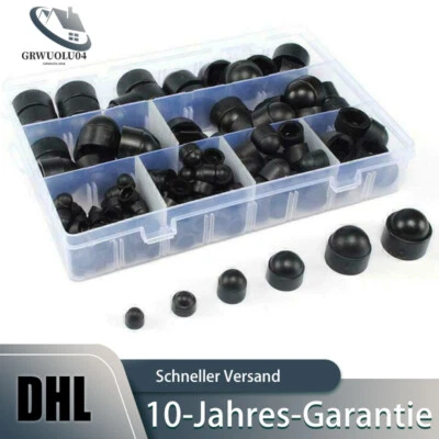 145PCS Schutzkappe für Schraube M4-M12 Abdeckkappen Sechskant Hutmuttern Schwarz - Bild 1 von 4