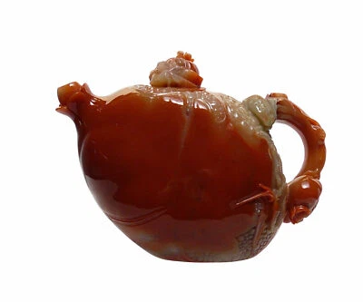 Tetera de piedra Shou Shan tallada en forma de granada de mil niños n395 Foto 1 de 4