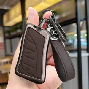 For Lexus ES LC ES350 UX250 LS350 Alloy Leather Car Key Fob Case Cover keychian - Picture 1 of 18