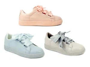 DAMAS MUJERES NUEVO £5 CINTA PLANA CORDONES ZAPATILLAS ZAPATOS TALLA - Imagen 1 de 13