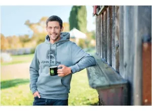 John Deere Hoodie Black Logo Grey Adult Clothing MC130217CH - Picture 1 of 3