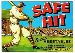 TEXAS CRATE ETIQUETA VEGETAL SEGURO ÉXITO JUGADOR DE BÉISBOL ORIGINAL JONRÓN WESACO - Imagen 1 de 1