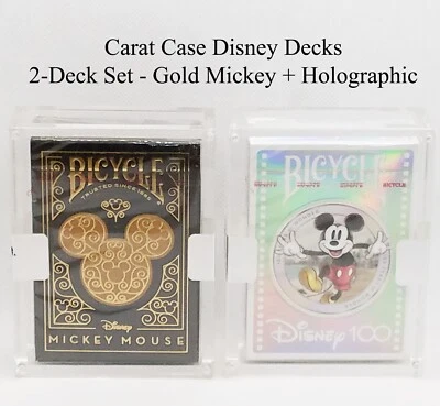NUEVO Juego de bicicletas edición limitada quilates acrílico Disney cubiertas holográficas doradas Mickey Foto 1 de 4