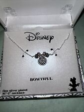 Disney Bowtiful Minnie Mouse Fine Silver Plated Necklace 16”+2”