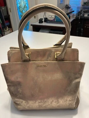 "Sam & Libby" Vegan Leather Satchel handbag - Cream with soft gold dappling - Image 1 of 4