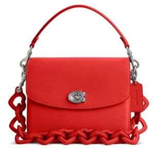 ❤️ Coach Cassie 19 Red Sport Polished Pebble Leather Crossbody with Heart Strap - Picture 1 of 5