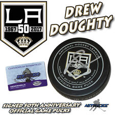 DREW DOUGHTY Signed 50TH Anniversary LOS ANGELES KINGS GAME PUCK - w/COA "NEW"