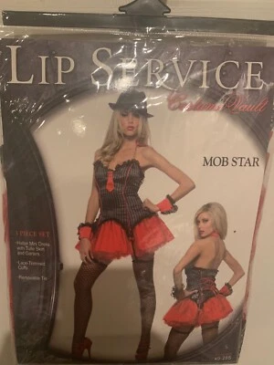 New Lip Service Mob Star Sexy Gangster Mobster Adult Sz S Dress Garters Tie Cffs - Image 1 of 4