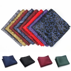 Mens Pocket Square Silk 23CM Handkerchief Floral Hanky Wedding Party 21Colors AU - Picture 1 of 36