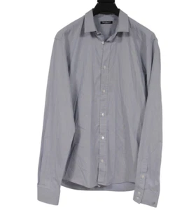 Balmain Men Striped Button Down Shirt 40 15 3/4 Blue 100% Cotton Long Sleeve - Picture 1 of 10
