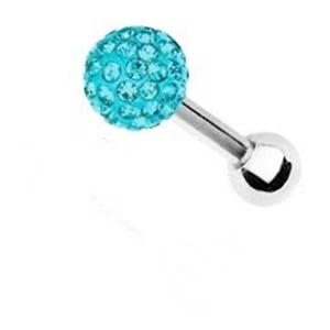 Cartilage/Tragus Ear Ferido Aqua Gem Ball 16 Gauge 1/4" Steel * - Picture 1 of 3