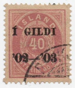 Islanda 1902-03 - 1 Gildi on 40A - P14x13,5 - Mi 32A SG79 - Usato - Foto 1 di 1