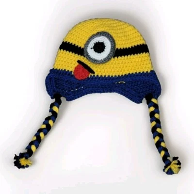 Gorra Medias Minion Despicable Me Crochet Niños Talla Amarillo Lapona Hecha a Mano Foto 1 de 3