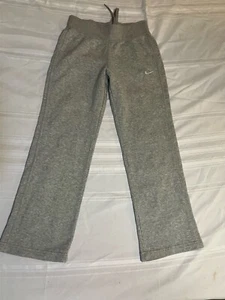 girls kids nike sweat pants flared grey white logo draw string good shape cute - Picture 1 of 3