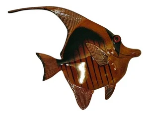 Colgador de peces ángel rayas negras marrones tropicales clásico 6X6 pulgadas 26 decoración de pared - Imagen 1 de 1