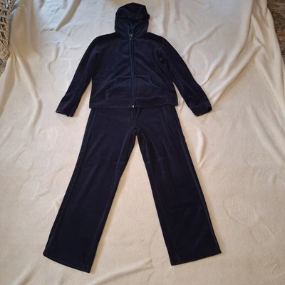 Everlast женщин M с капюшоном синий бархат винтажный трек костюм молнии передние карманы Y2K - Изображение 1 из 4