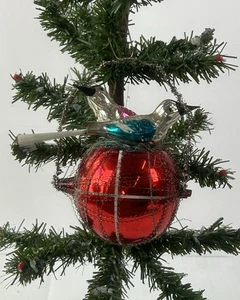 1690/25 1x alter Christbaumschmuck Weihnachtsschmuck 2 Vögel im Nest - Bild 1 von 6