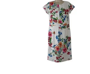 Jones New York Damen Etuikleid Weiß Blumen Schlitz V-Ausschnitt S Neu - Bild 1 von 3