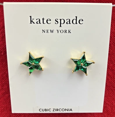 Aretes estrella Kate Spade Cosmos tono dorado verde esmeralda circonita cúbica nuevos con etiquetas precio de venta sugerido por el fabricante $48 Foto 1 de 4