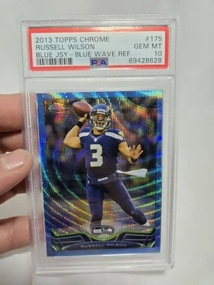 Tarjeta de fútbol americano 2013 Topps Chrome Russell Wilson #175, calificada como PSA GEM MT 10 Foto 1 de 4