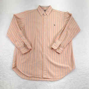 Ralph Lauren Shirt Mens 15.5 32 33 Orange Blue Stripe Classic Fit Flesh Pony - Picture 1 of 8