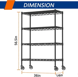 4-Shelf Adjustable Heavy Duty Storage Shelving Unit on 4 Wheel Casters, Metal... - Picture 1 of 12