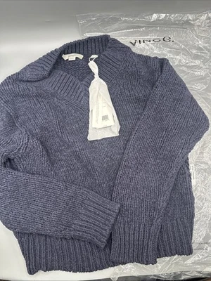 Vince Drop Shoulder V-Neck Sweater-Blue-XS-NWT - Image 1 of 4