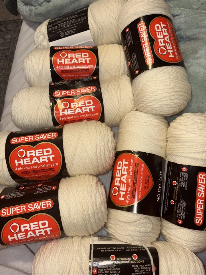 Red Heart Super Saver "Blanco suave" 9 madejas (0316) 7 oz 364 yardas acrílico Foto 1 de 1