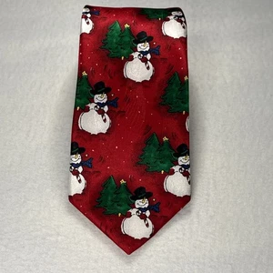 Corbata de cuello Holiday Tales Christmas 100 % seda muñeco de nieve y árbol 61” X 3,5 - Imagen 1 de 7