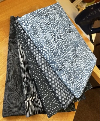 Batik Cotton Fabric, Lot of 5, 1 Yard Cuts, 5 Yards In Total, 100% Cotton - Image 1 of 4