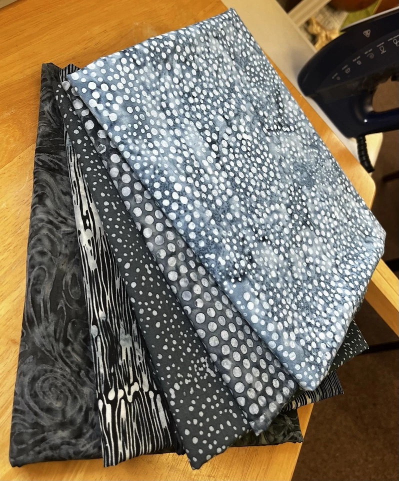 Batik Cotton Fabric, Lot of 5, 1 Yard Cuts, 5 Yards In Total, 100% Cotton - Image 1 of 4