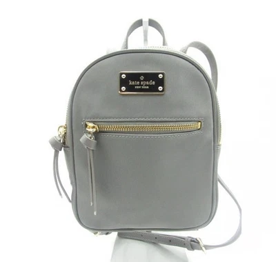 Kate Spade New York Mini Bradley nylon backpack in gray with gold zippers - Image 1 of 4