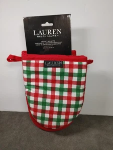 Mini guantes para horno de cocina Ralph Lauren rojo verde a cuadros 5,5" x 8" - Imagen 1 de 6
