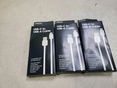 x3 - Samsung EP-DN930WMTLUS USB-C Cable Charger (USB-C to USB-A) White - Image 1 of 4