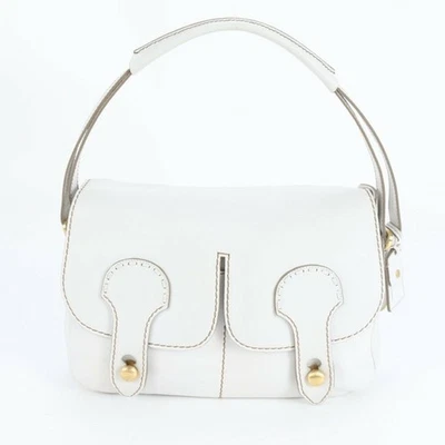 TOD'S Bolso de Hombro de Mano Bolso Cartera Cuero Blanco Auténtico Foto 1 de 4