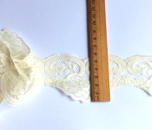 Vintage Flat Lace Scalloped Cream Wedding Trim Craft Sewing 6cm w X 2m LOT - Picture 1 of 5