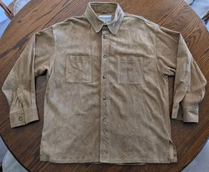COLDWATER CREEK Suede Shirt Sz L 100% PIG SUEDE Tan Mens Button Front Jacket - Picture 1 of 12