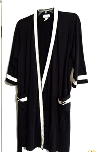 Zoe & Bella leichter Morgenmantel Jersey Damen L schwarz mit elfenbeinfarbener Spitze langarm - Bild 1 von 7