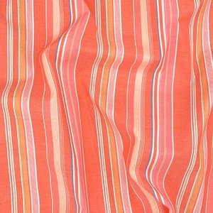 Tela de algodón a rayas multicolor naranja ligero: tinte de hilo semi transparente de 58 pulgadas - Imagen 1 de 6