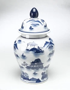 Zeckos AA Importing 59760 Blue And White Ginger Jar With Lid - Picture 1 of 3