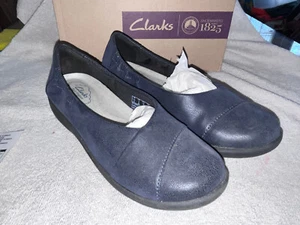 NIB Clark's Cloudstepper slip on flats- Sillian Intro- Navy 6 - Picture 1 of 8