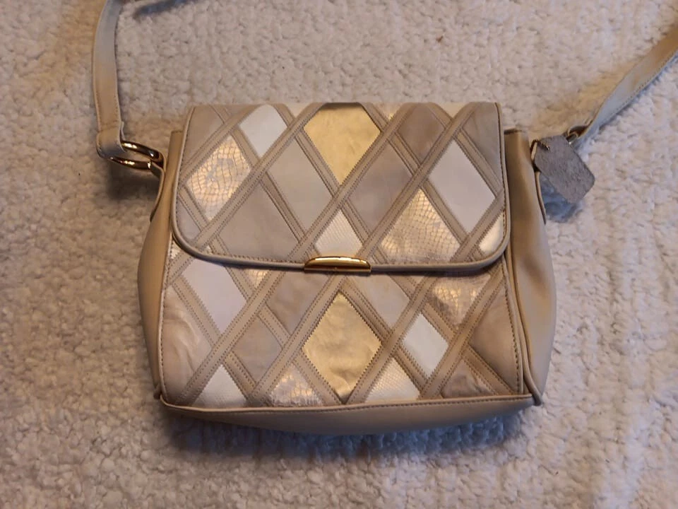 Leather shoulder bag - Cabin Creek Beige Multicolor Patchwork Purse   - Imagem 1 de 4